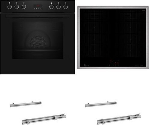 HMK220IFP Herdset mit Induktionskochfeld bestehend aus E2CCG6AK4+M66SBX1M0+2xZ1608BX0 schwarz + edel