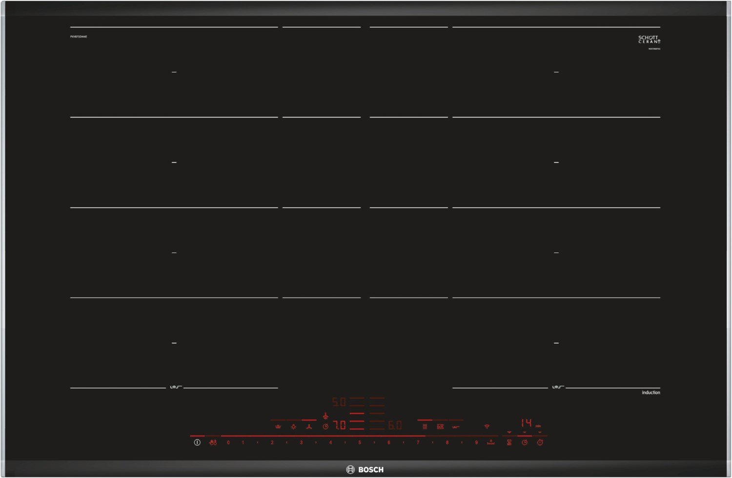 PXY875DW4E Autark-Induktionskochfeld alu
