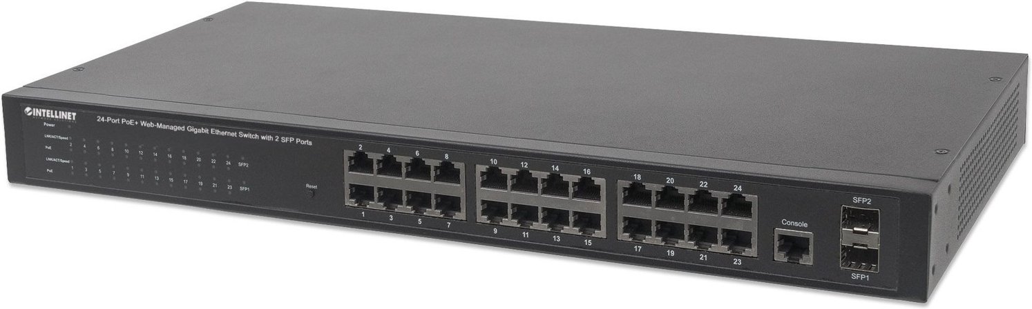 PoE+ 24-Port Gigabit Ethernet Switch mit 2x SFP-Port