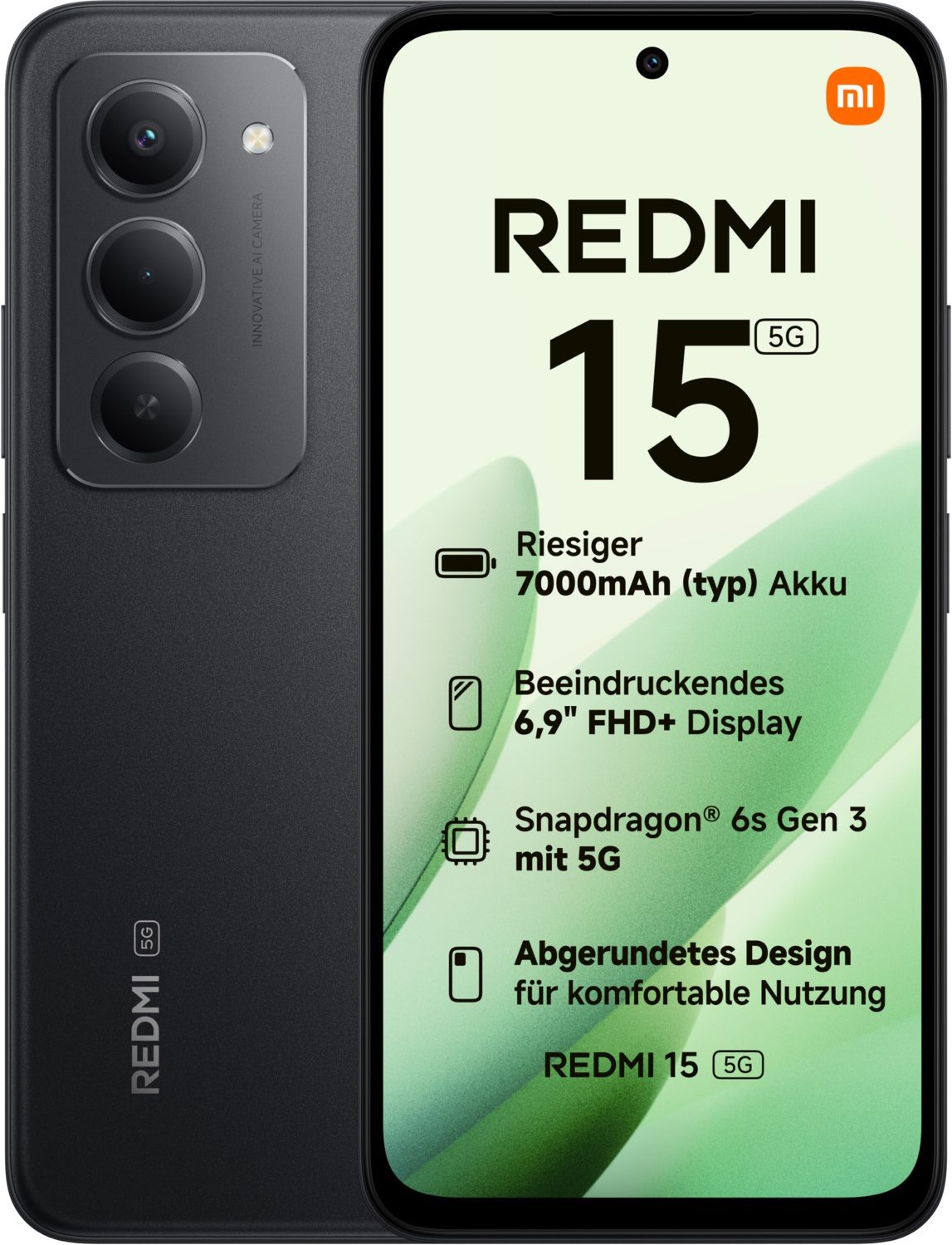 Redmi 15 5G (4GB+128GB) Smartphone midnight black