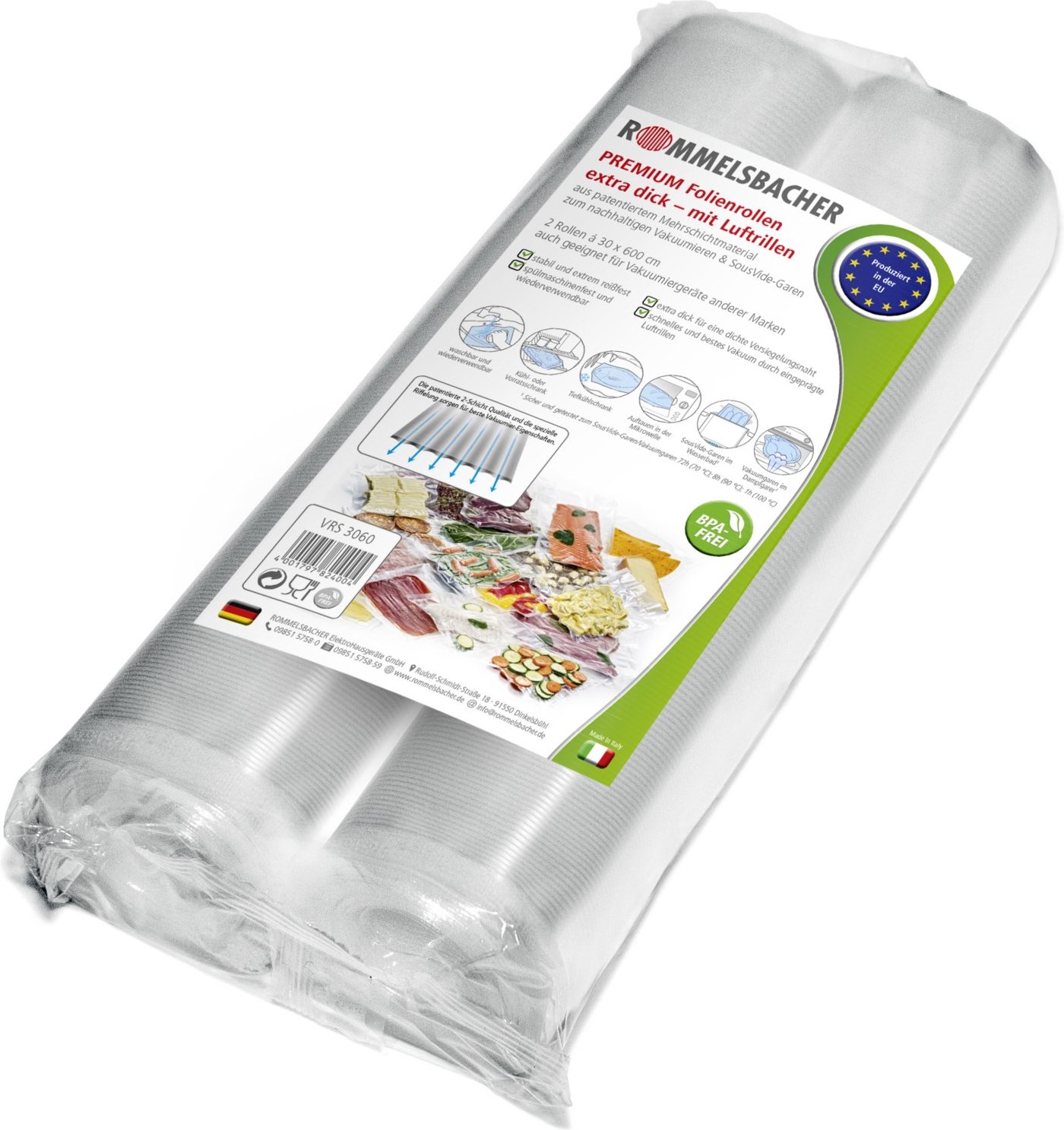 VRS 3060 - 2 Rollen à 30x600cm Folienbeutel transparent