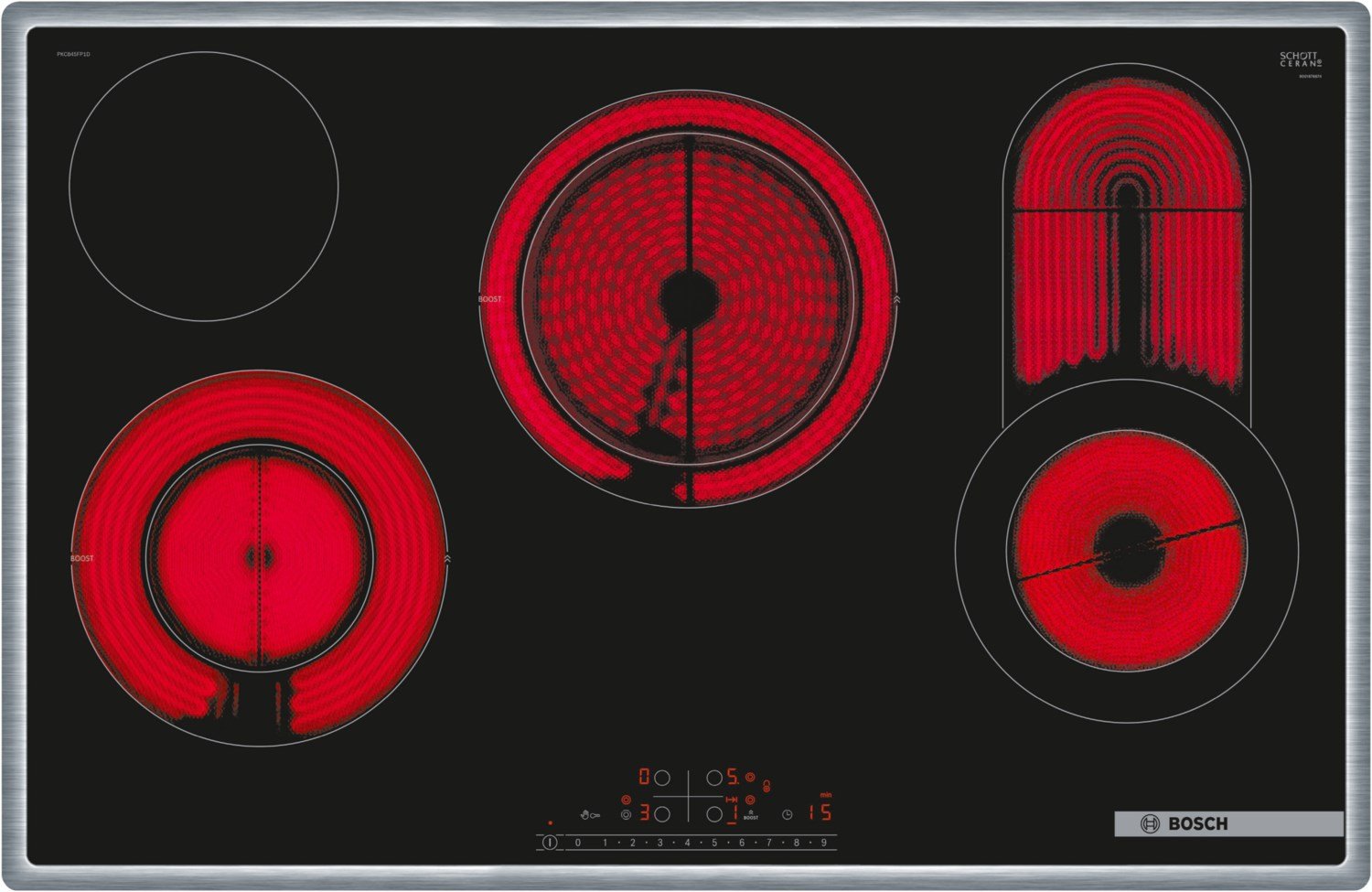 PKC845FP1D Autark-Glaskeramikfeld edelstahl
