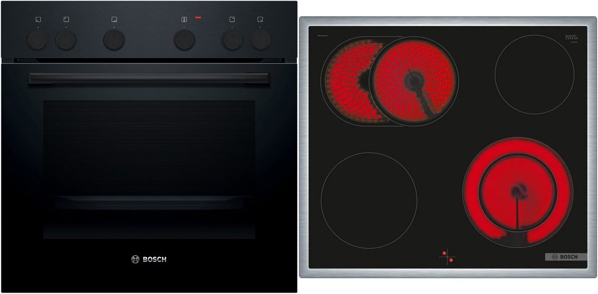 HND211LR1 Herdset bestehend aus HEF010BA1 + NKN645GA2E schwarz + edelstahl