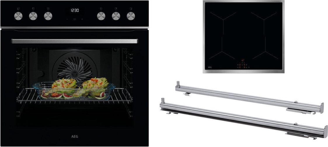 FHHS24M52 Herdset mit Induktionskochfeld bestehend aus OU5AE22AB+OIX64A00XB+TR2LFV schwarz + edelstahl