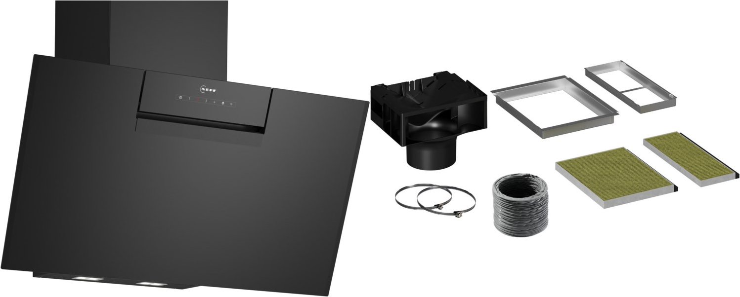 DLE85IFS Kopffrei-Dunstabzugshaube bestehend aus D85IFN1S0 + Z51KII1X6 schwarz