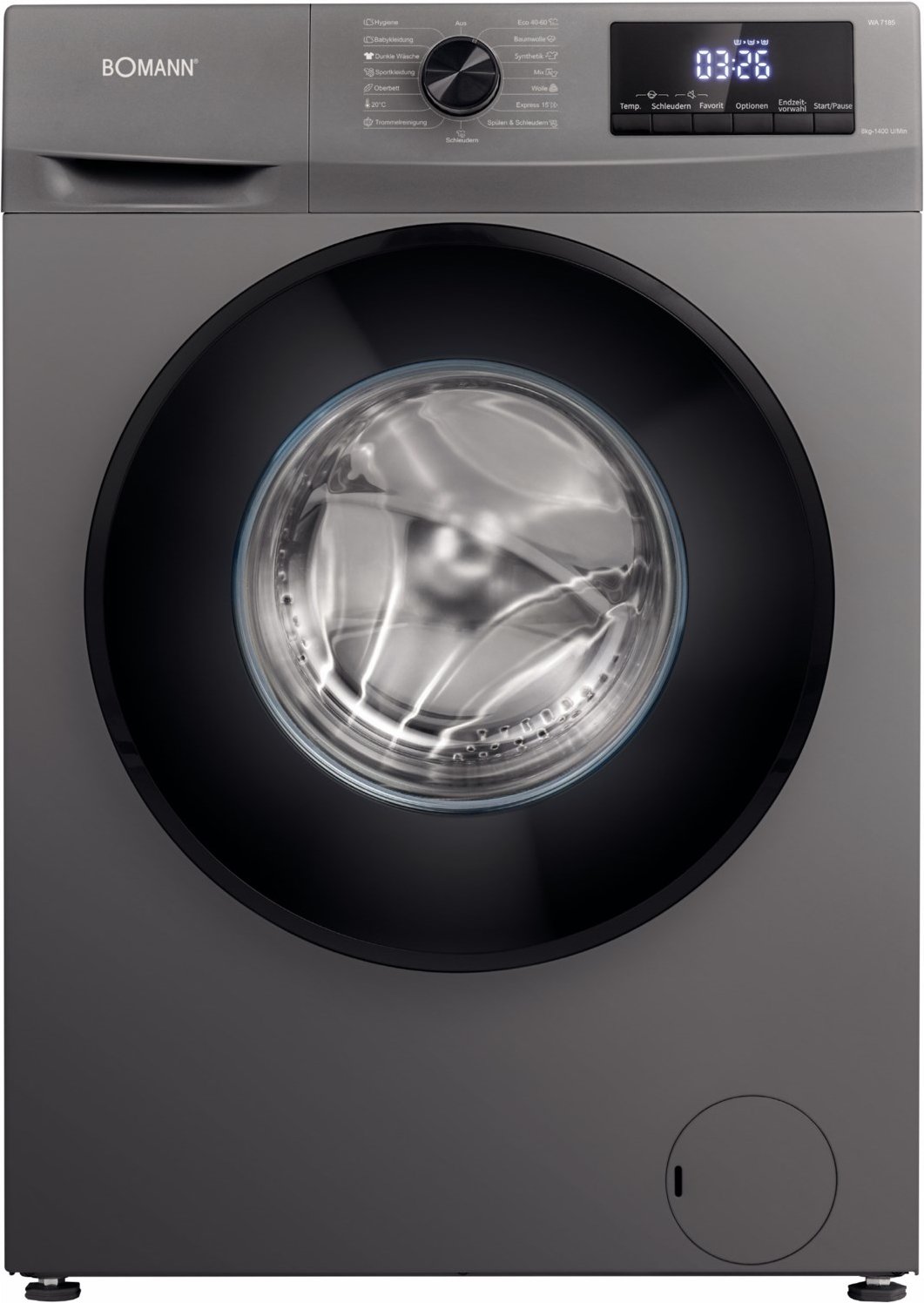 WA 7185 Stand-Waschmaschine-Frontlader titan schwarz, 8 kg, 1400 U/min, 72 dBA