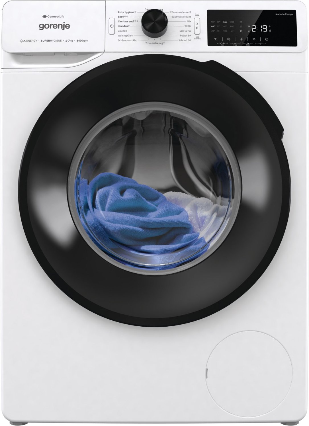 WGPNEI74A1DTS Stand-Waschmaschine-Frontlader weiss, 7 kg, 1400 U/min, 76 dBA