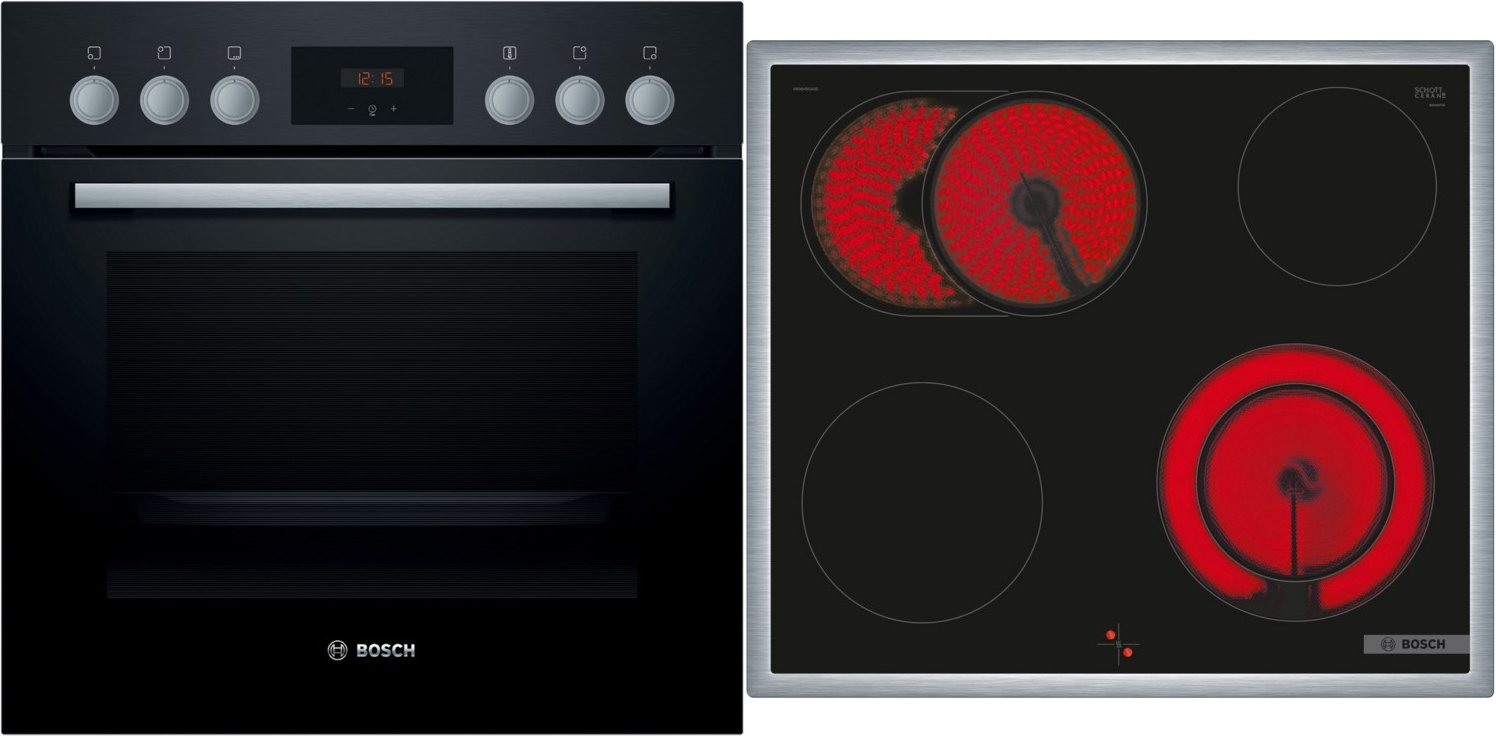 HND211LB1 Herdset bestehend aus HEF113BA0 + NKN645GA2E schwarz + edelstahl