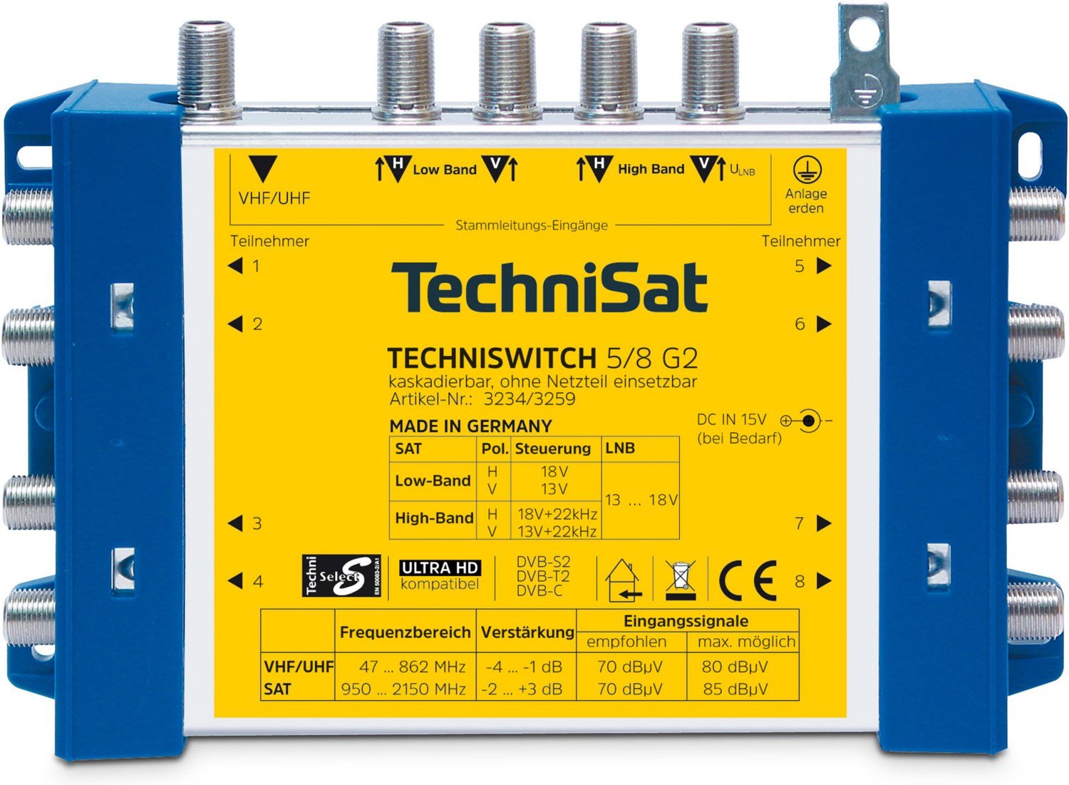 TechniSwitch 5/8 G 2 inkl. Netzteil SAT-Multischalter