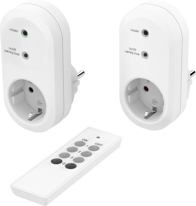 Funksteckdose 2er-Set mit Fernbedienung weiß