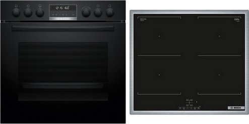 HND677LS67 Herdset mit Induktionskochfeld bestehend aus HEB578BB4 + NVQ645CB6E schwarz/schwarz