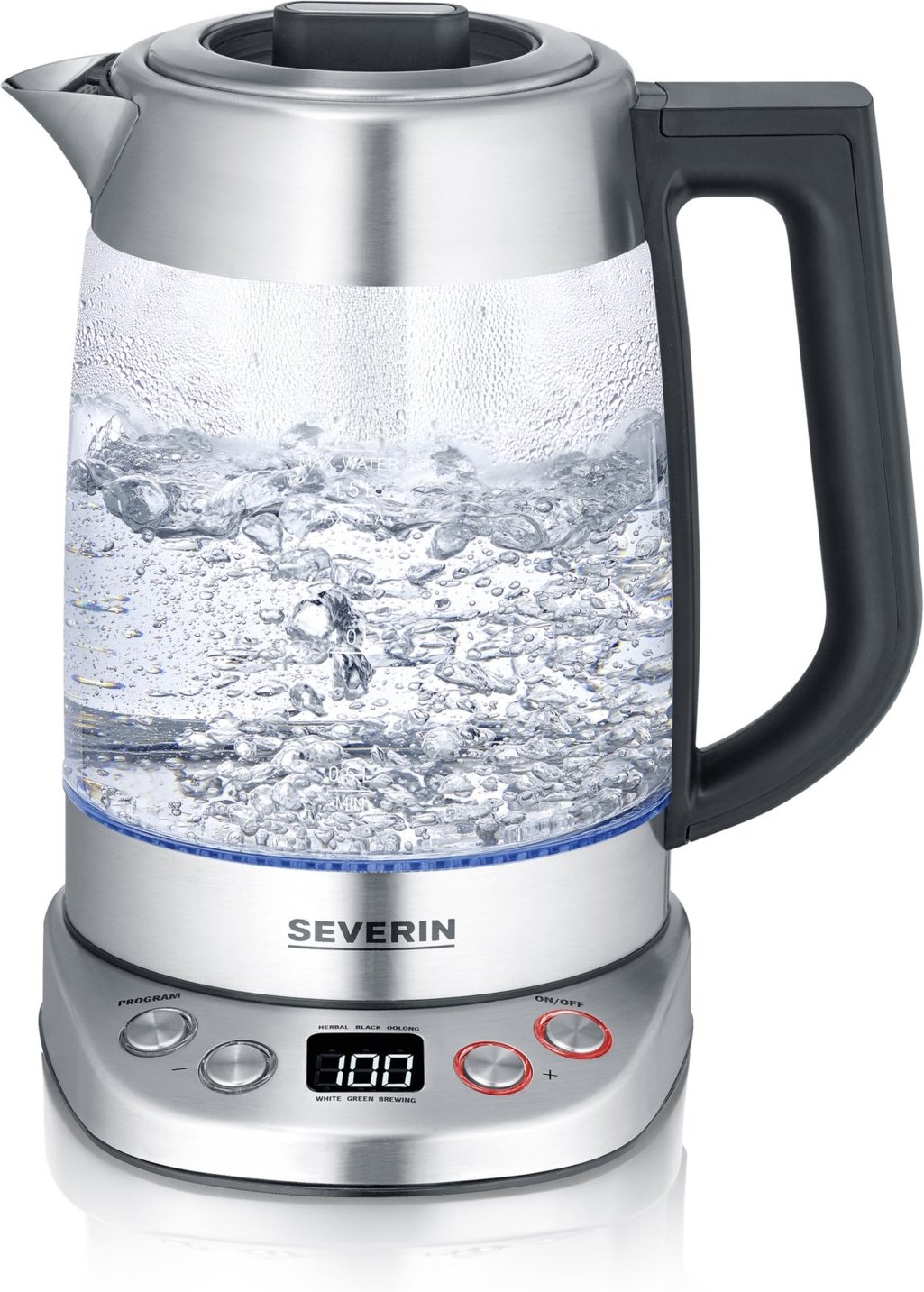 WK 3480 Wasserkocher glas/edelstahl/schwarz