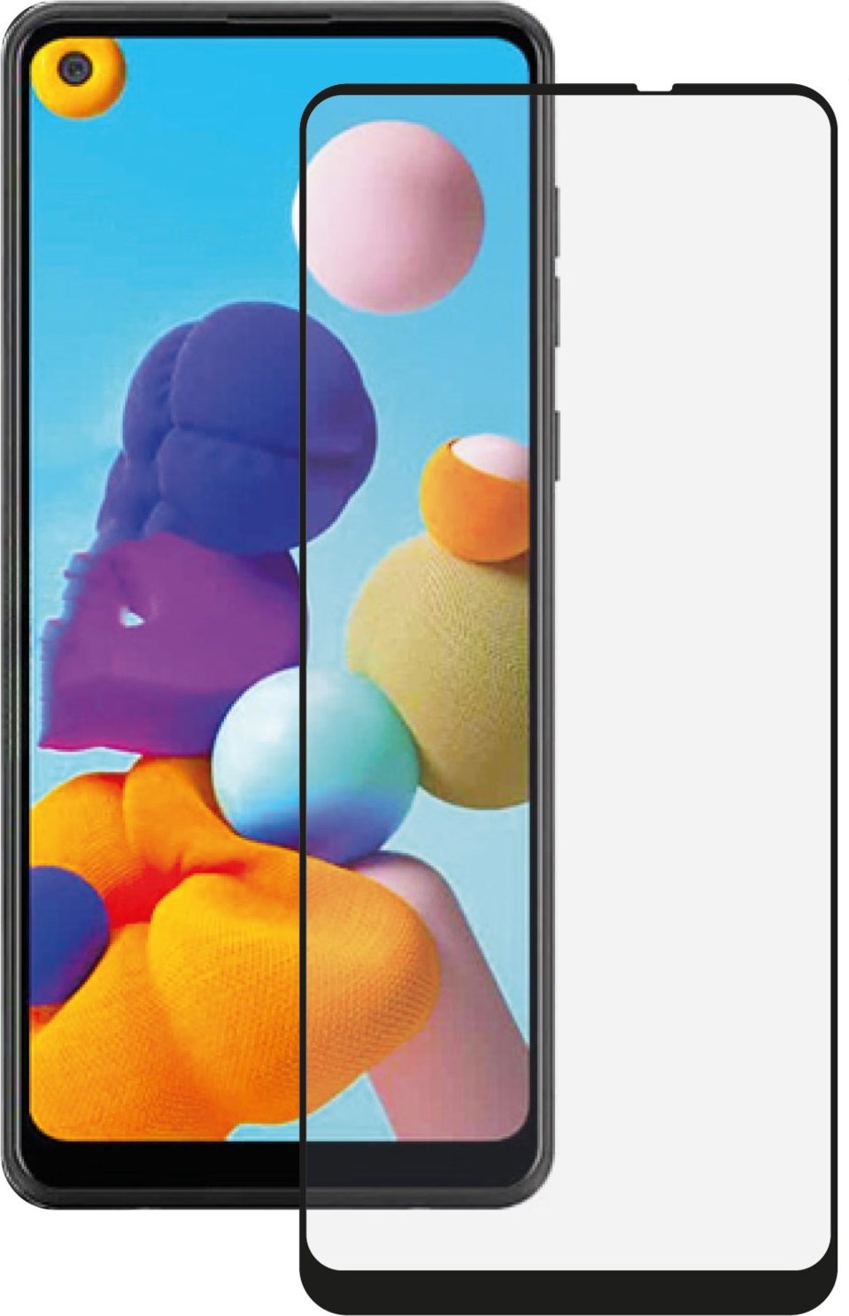 Full Screen Displayschutzglas für Galaxy A21s transparent