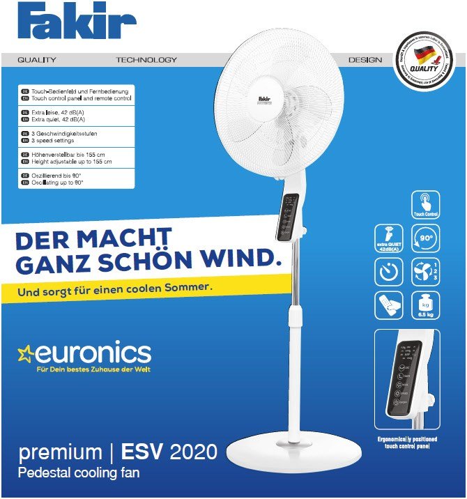 ESV2020 Euronics Sondermodell Standventilator weiß