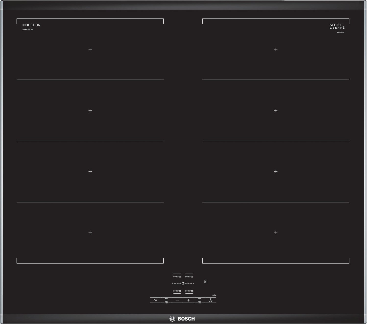 Thumbnail - NXX675CB5E Glaskeramik-Induktions-Kochfeld edelstahl/Facette