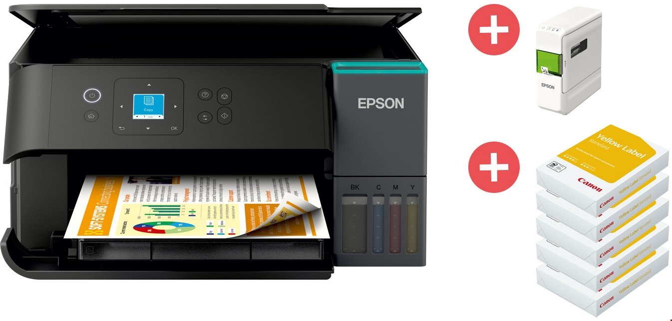 Epson EcoTank ET-2950 + Dein Geschenk: Epson LW-C410 & Canon Druckerpapier (2.500 Bl.)