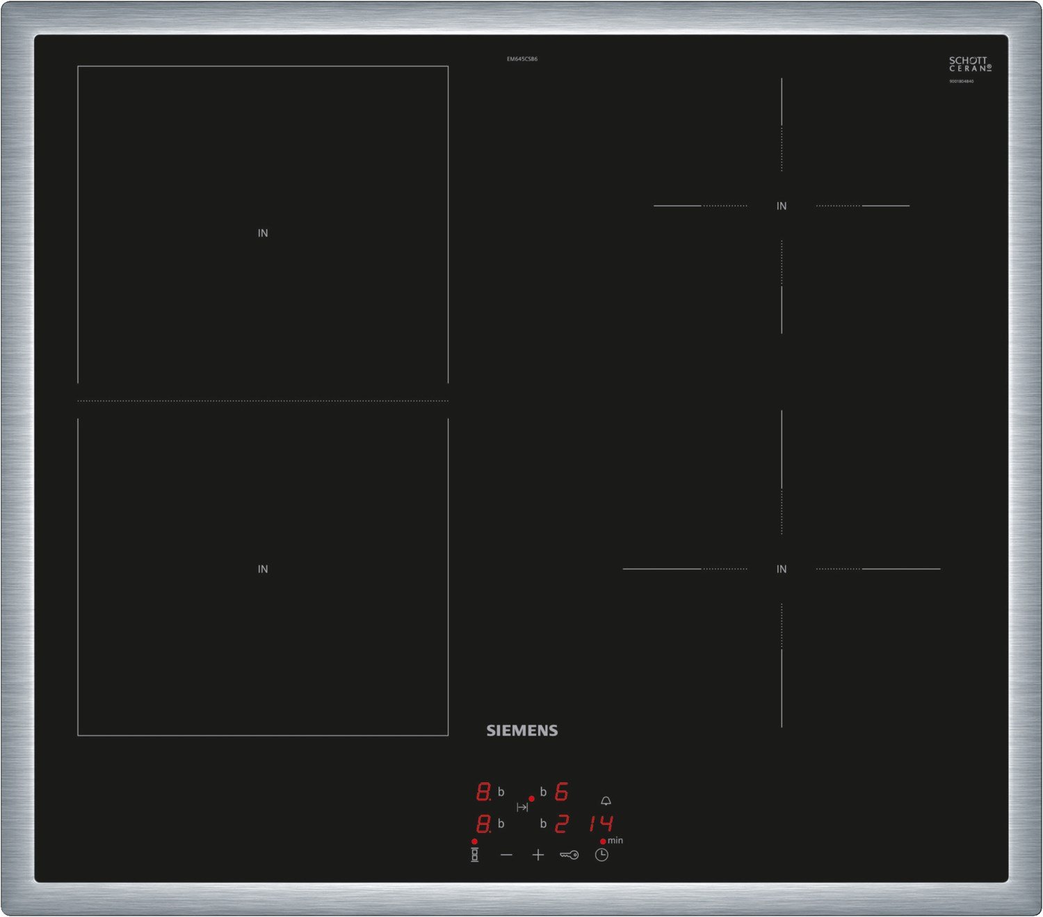 EM645CSB6E Glaskeramik-Induktions-Kochfeld edelstahl