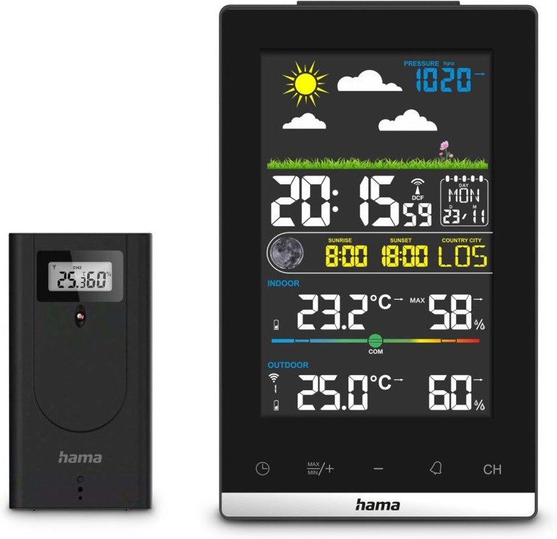 Jamaika Wetterstation mit Außensensor schwarz