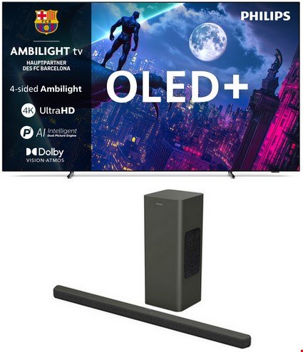 65OLED950/12 164 cm (65") OLED+ Ambilight TV metall inkl. TAB8200/10 2.1 Soundbar mit Subwoofer