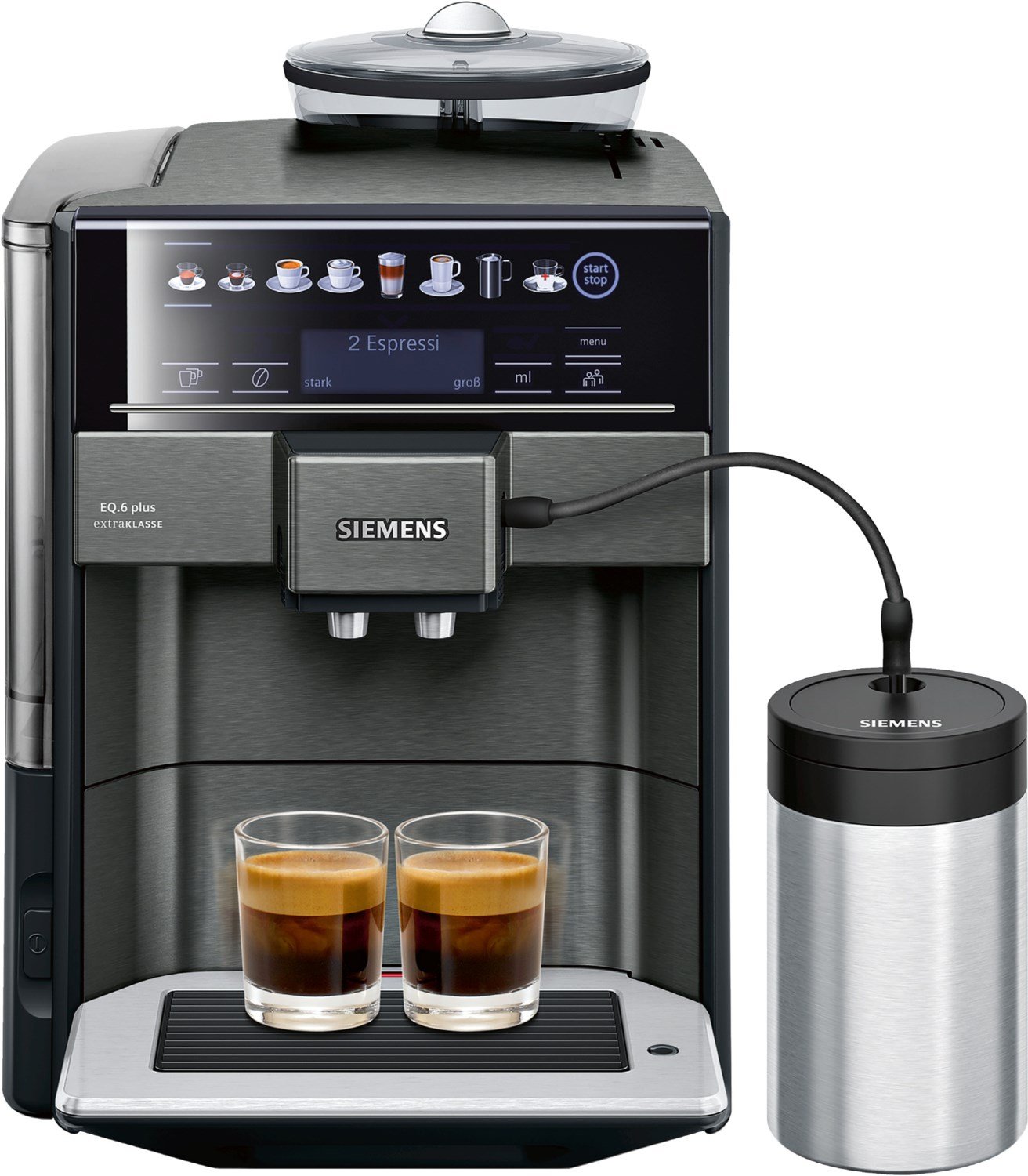 TE657F09DE EQ6 plus extraKlasse Kaffee-Vollautomat dark inox