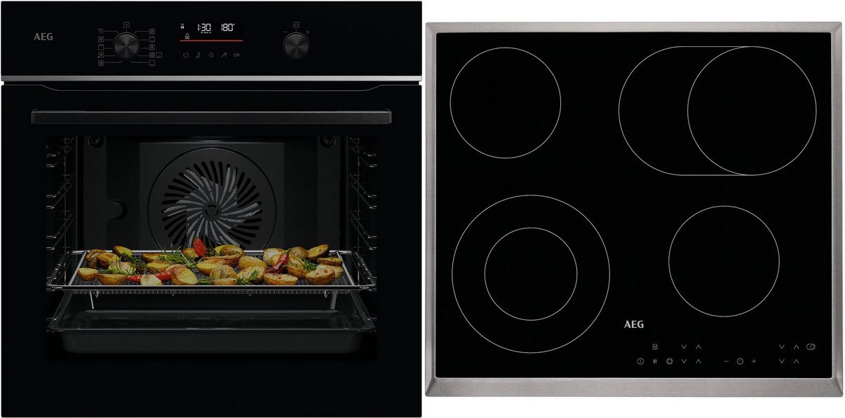 EURB61PV2 Herdset bestehend aus TS6PB53ZAB + HK634060XB schwarz + edelstahl