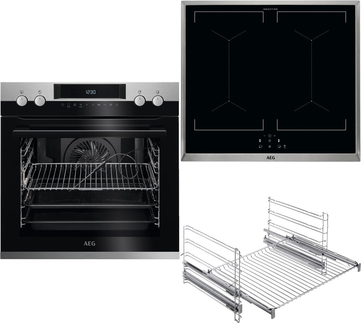 EUR651IN Herdset mit Induktionskochfeld bestehend aus EPE63522BM+IEE64050XB+TR2LFV edelstahl/cleansteel + edelstahl