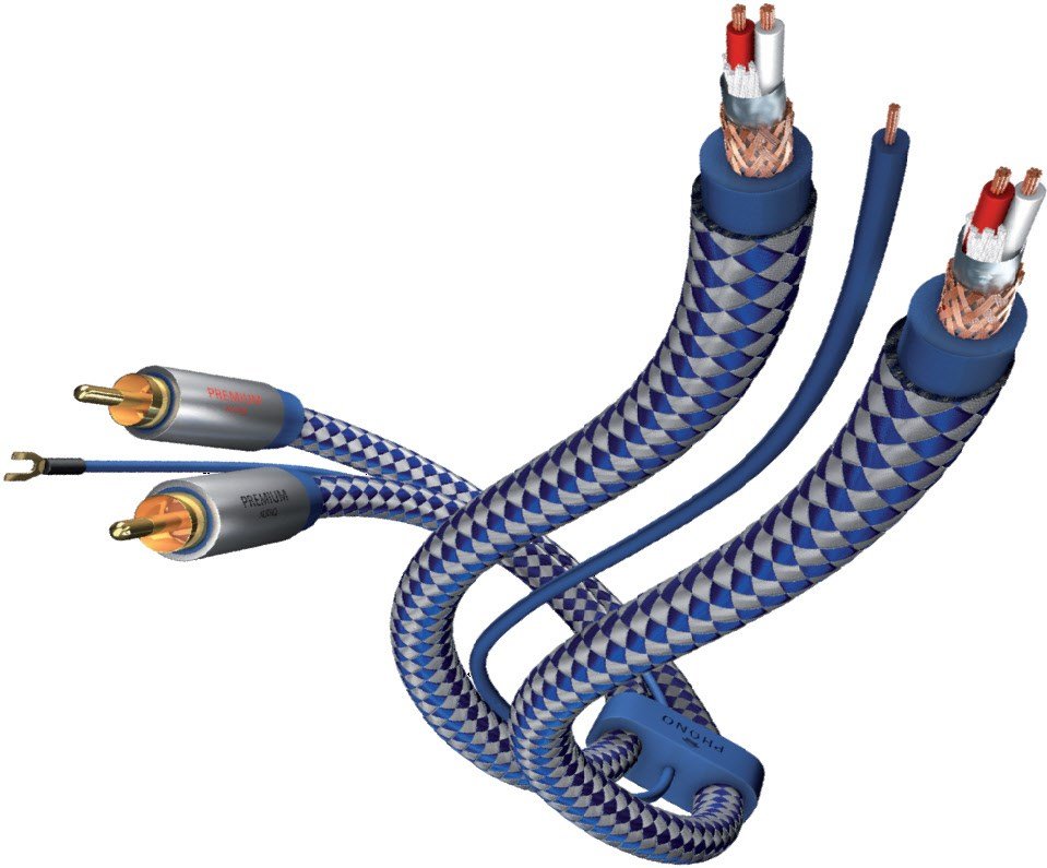 Premium Phonokabel (0,75m) Cinchkabel blau/silber