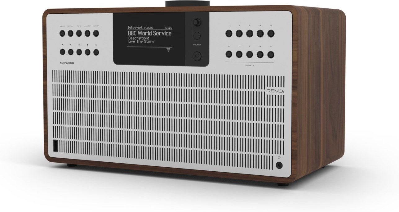 SuperCD CD/Radio-System walnuß/silber