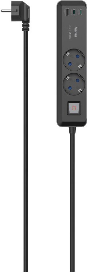 Steckdosenleiste 2-fach (1,4m) schwarz/grau