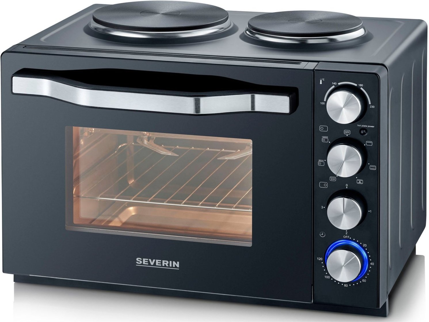 TO 2074 Backofen mit Drehspieß und Umluft schwarz/edelstahl