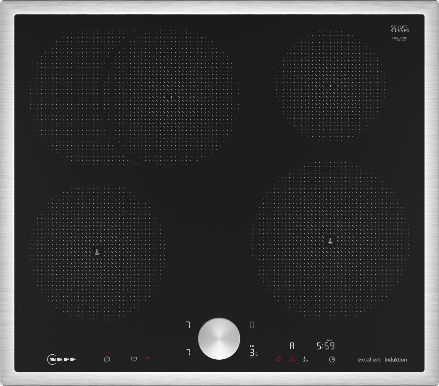 T56STF4M0 Autark-Induktionskochfeld schwarz/edelstahl