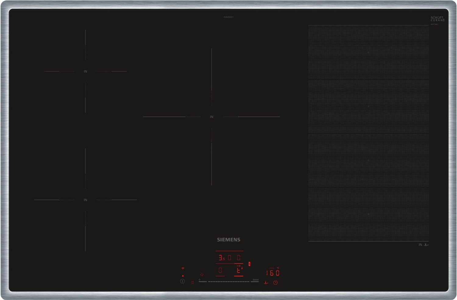 EX845HVC1E Induktionskochfeld schwarz/edelstahl