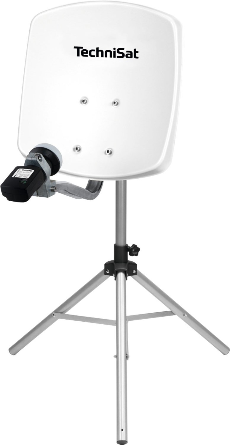 Camping-Komplettset SATMAN 45 inkl. V/H-LNB mit Satfinder + Stativ & Zubehör polarweiß