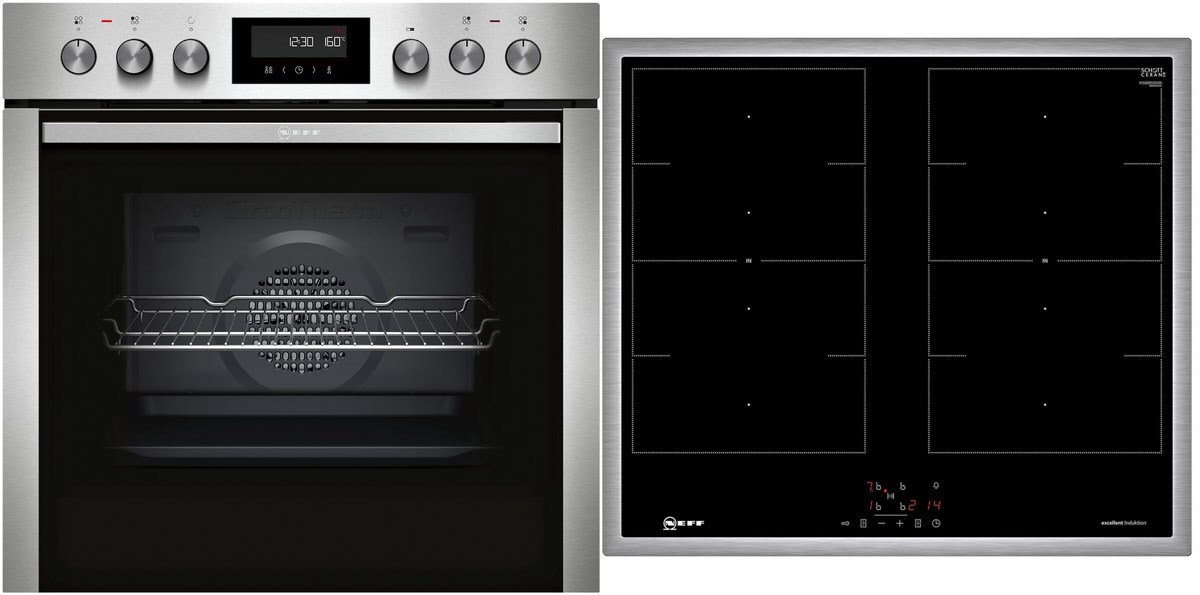 HMK560iFP Herdset mit Induktionskochfeld bestehend aus E2CCH7AN1 + M56BR60N0K edelstahl + edelstahl