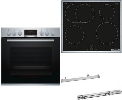 HND415GS61 Herdset mit Induktionskochfeld bestehend aus HEA513BS1 + NIF64RCB5E + HEZ538000 edelstahl + edelstahl