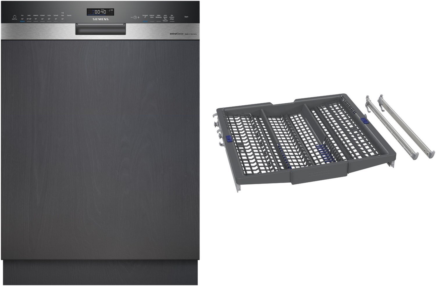 SN55ESS1BD Teilintegrierter Einbau-Geschirrspüler 60 cm bestehend aus SN55ES00BD + SZ36DX04 gebürsteter Stahl