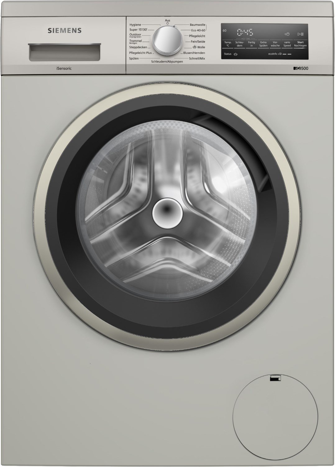 WU14UTS8 Stand-Waschmaschine-Frontlader silber/edelstahl, 9 kg, 1400 U/min, iQ500, 71 dBA