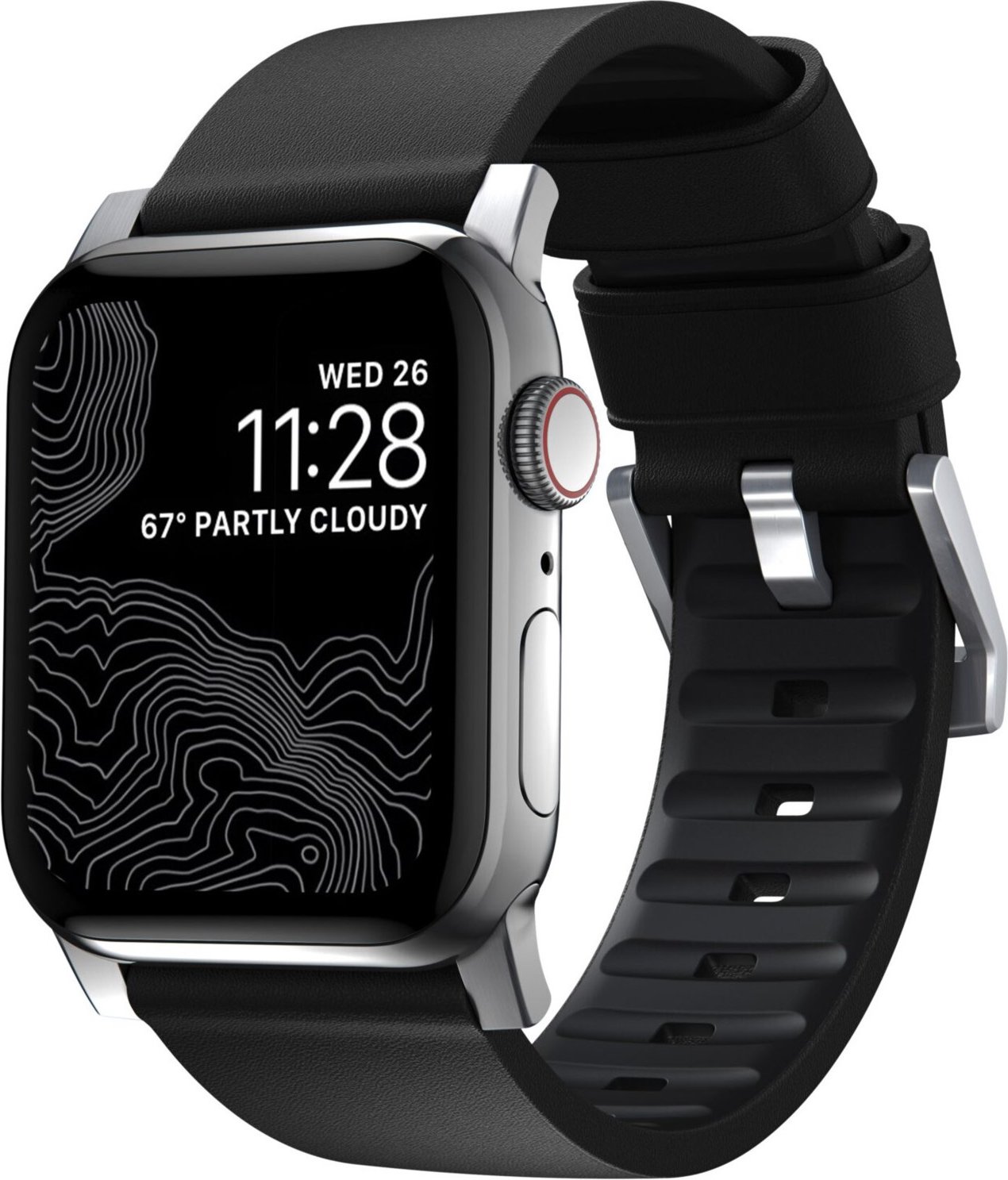 Active Leather Band Pro für Apple Watch 42/44/45mm schwarz/silber