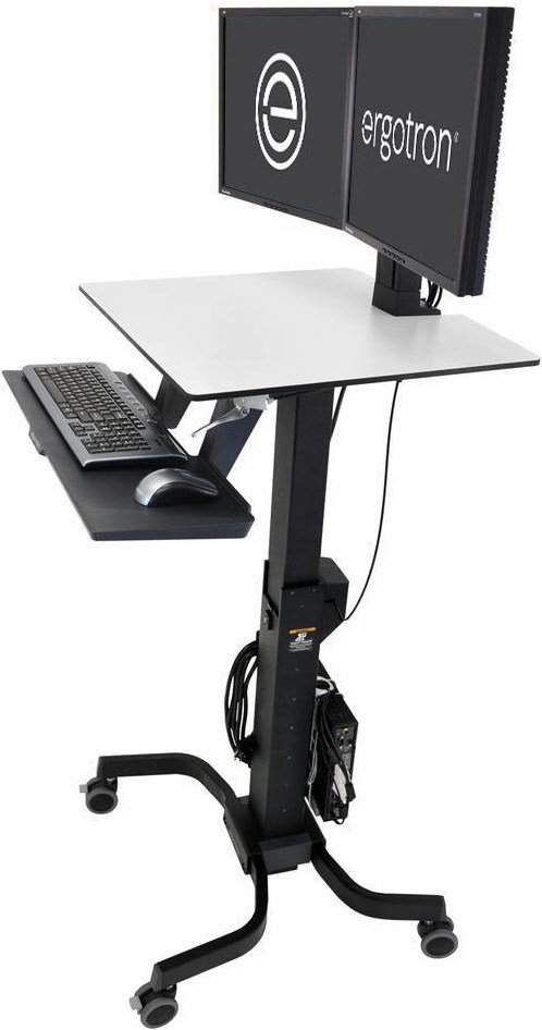 WorkFit-C Dual mobiler Steh-Sitz-Arbeitsplatz für 2 Bildschirme 24"