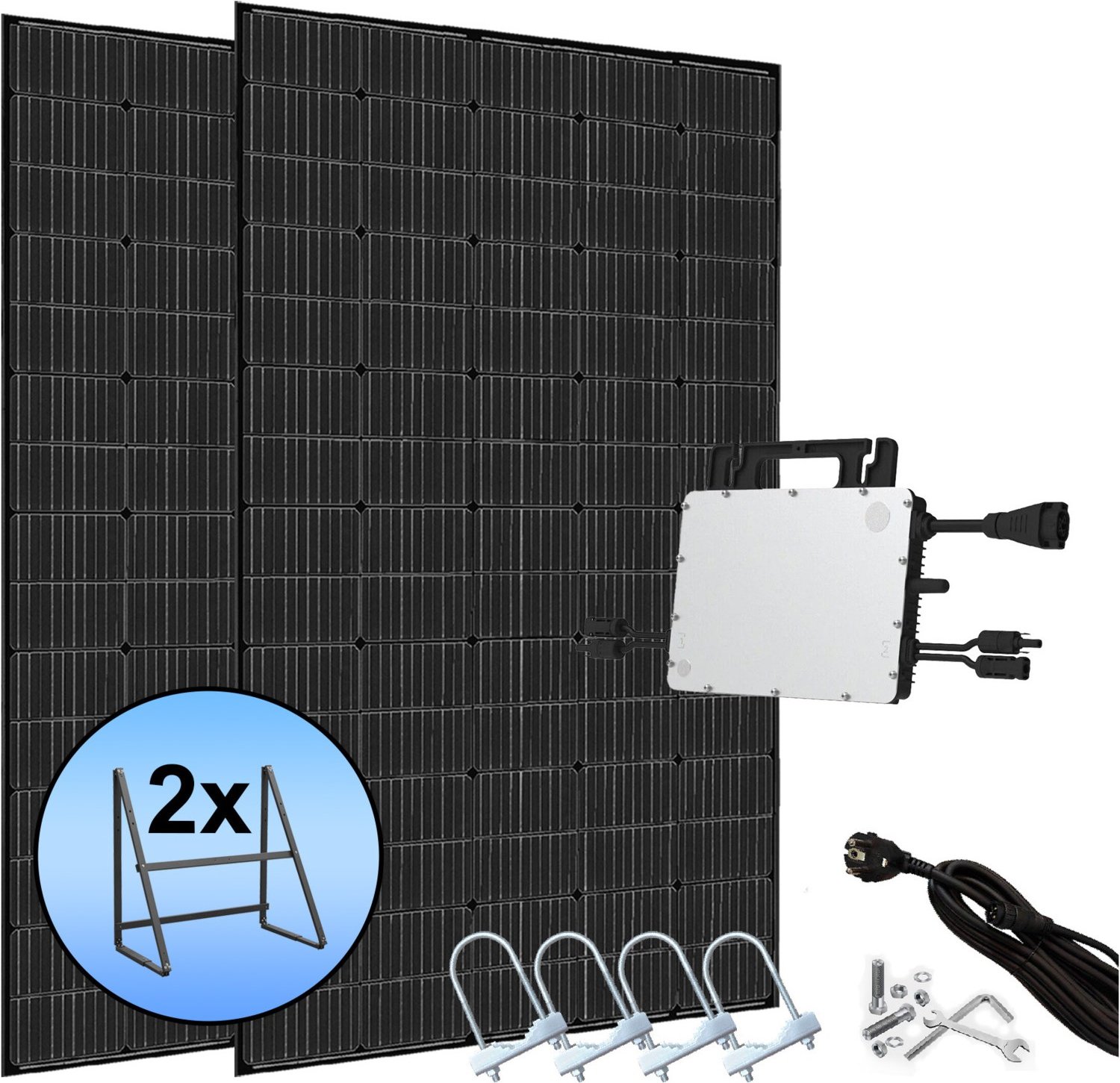 Balkonkraftwerk 800Wp PERC inkl. Montagekit schwarz