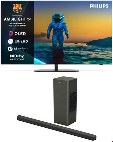 55OLED810/12 139 cm (55") OLED Ambilight TV metall inkl. TAB8200/10 2.1 Soundbar mit Subwoofer