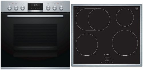 HND615LS66 Herdset mit Induktionskochfeld bestehend aus HEB517BS1 + NIF645CB5E edelstahl + edelstahl