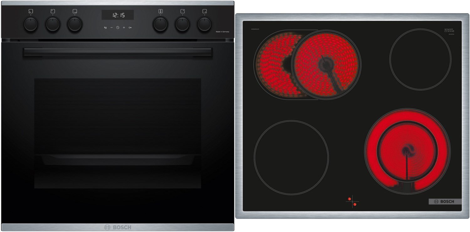 MKH63SKLF2 Herdset bestehend aus HEG217AB5 + NKN64RGA2E schwarz + edelstahl