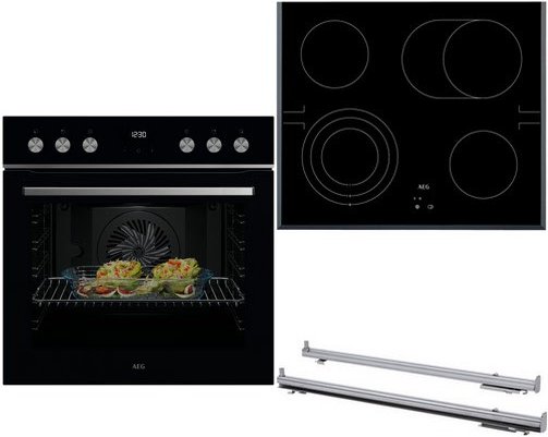 FHHS24MF04 Herdset bestehend aus OU5AE22AB+HE604070FB+TR1LFV schwarz + edelstahl/facette