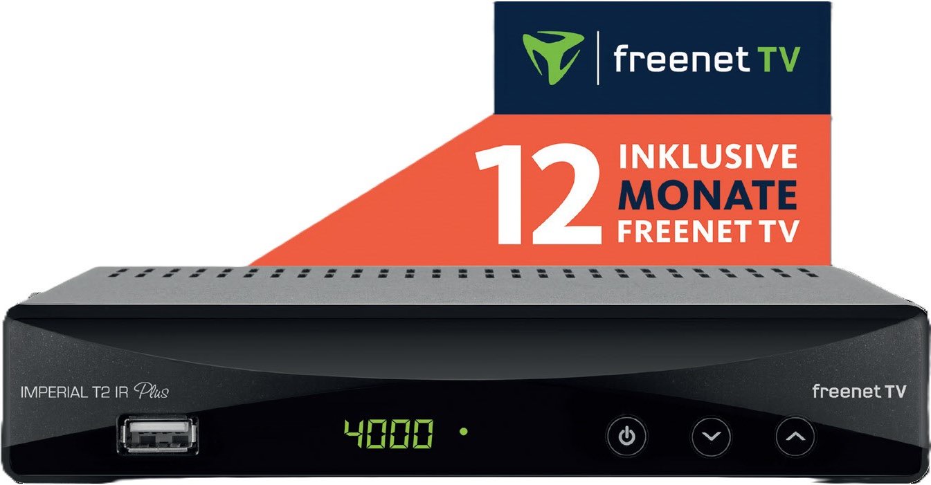 Thumbnail - T2 IR plus DVB-T2 HD Receiver inkl. 12 Monate freenet TV schwarz