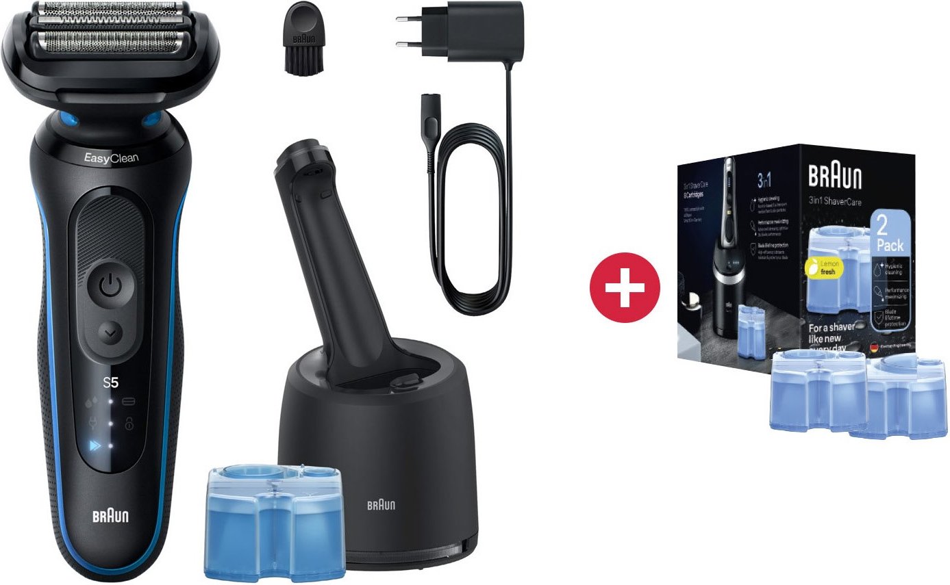 52-B7000cc Series 5 Trocken-Nass Rasierer + Dein Geschenk: Braun Nachfüllkartuschen (2er-Pack) für Reinigungsstation