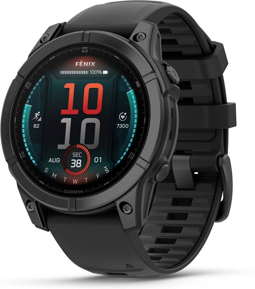 fenix E (47mm) Smartwatch mit QuickFit-Silikon-Armband (22mm) schwarz/schiefergrau
