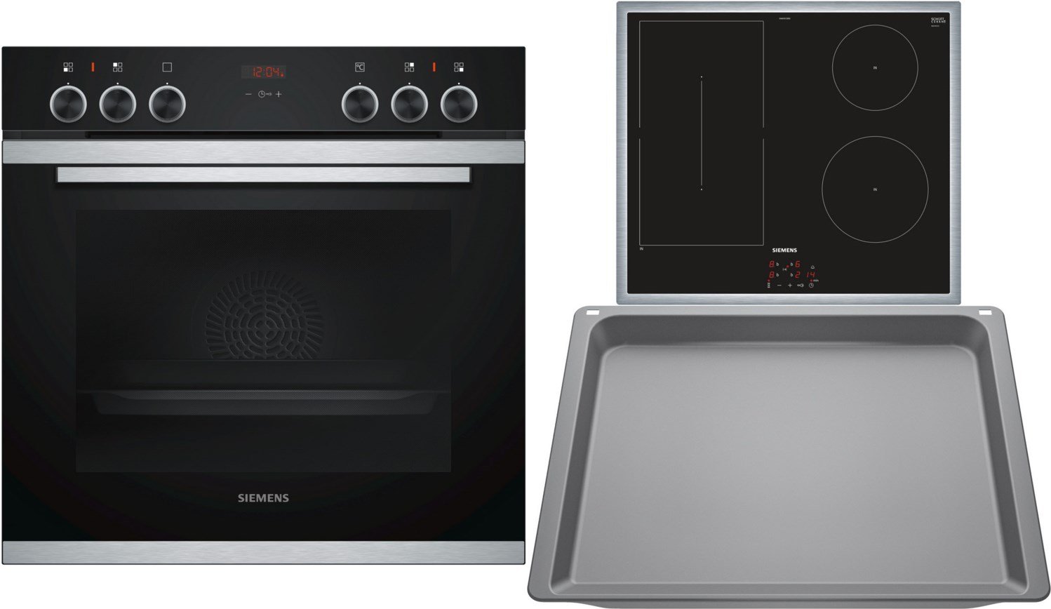 EQ211DA0EU Herdset mit Induktionskochfeld bestehend aus HE213ABS1 + EM645CSB5E + HZ532000 edelstahl + edelstahl