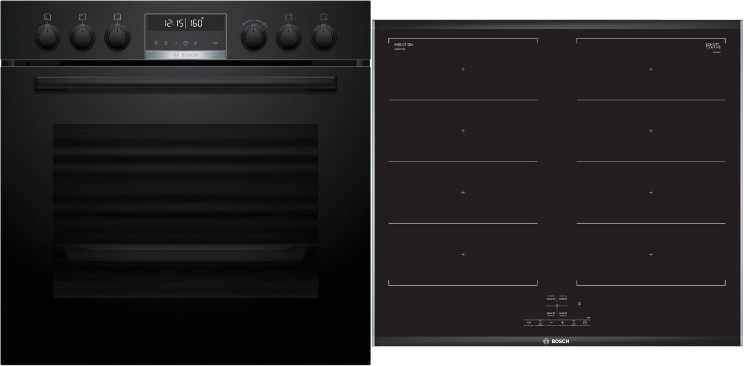 HND679LS62 Herdset mit Induktionskochfeld bestehend aus HEG578BB4 + NXX675CB5E schwarz + comfort profil
