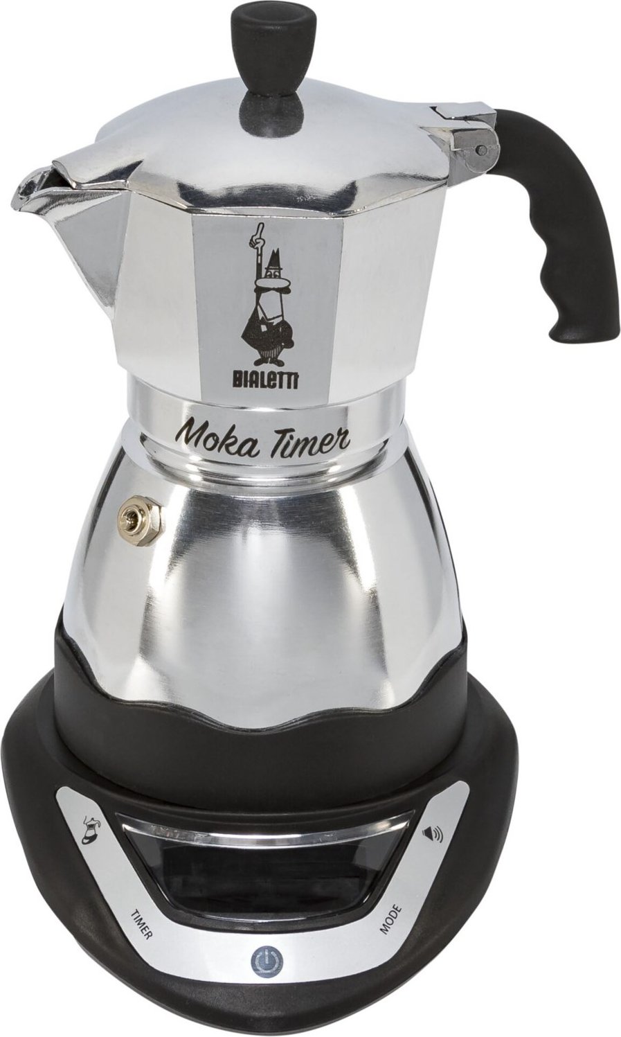 Moka Timer 3 Tassen Espressokocher silber/schwarz